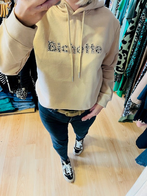 Sweat inscription "bichette" camel
