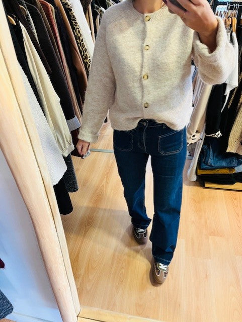 Jean bleu brut Joris - jeans poches plaquée - jeans tendance - jeans évasé - jean Onado