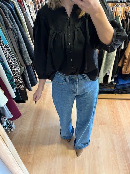 Jean évasé bleu Jaden - jean femme - jean évasé femme - jean bleu femme - jean Grace&Mila - jean taille haute femme