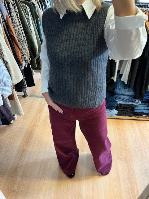 Jeans bordeaux Célestin - Jeans coupe widd leg - Jeans large