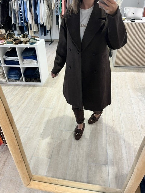 manteau Alois Grace & Mila - manteau Grace & Mila femme - manteau long femme -  manteau chocolat femme -  manteau long chocolat - manteau croisé femme -  manteau en laine mélangée femme -  manteau laine femme - manteau chaud femme -  manteau élégant femme - manteau hiver femme -  manteau tendance femme -  vêtement Grace & Mila femme