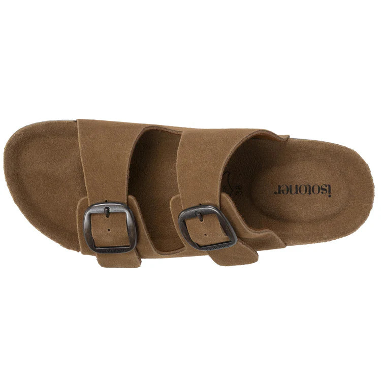 Sandales double bride cuir camel