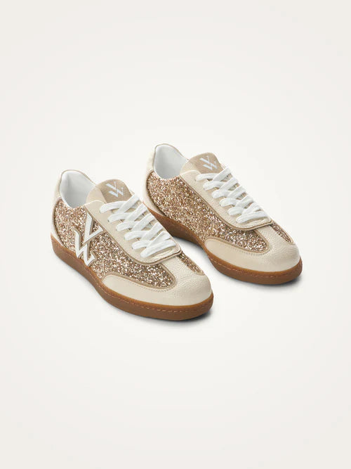 Baskets AURA Initials beige et or