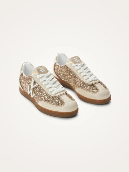 Baskets AURA Initials beige et or