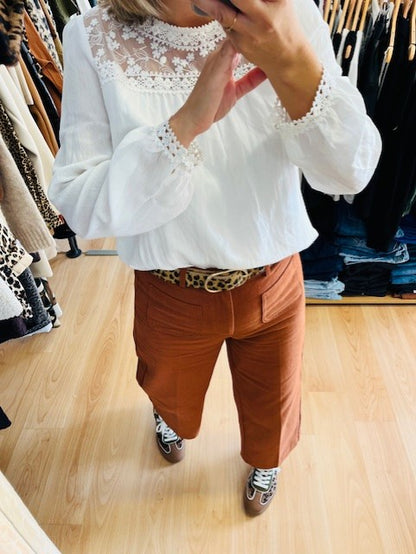 Pantalon camel Sole - Pantalon 7/8eme - pantalon Grace& Mila - Pantalon taille haute femme