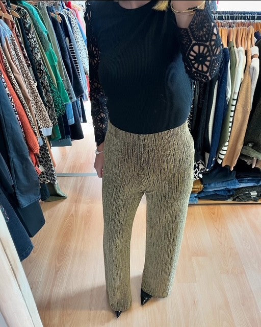 Pantalon doré en lurex  - pantalon lurex femme - pantalon glitter - pantalon paillette  - pantalon fête