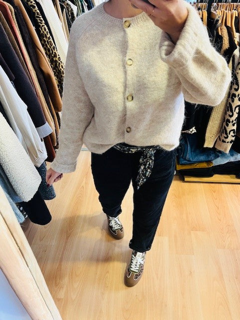 Pantalon noir en velours Boris - pantalon en velours femme - pantalon noir chic - pantalon ceinture foulard - pantalon hiver élégant - pantalon velours côtelé - pantalon Onado