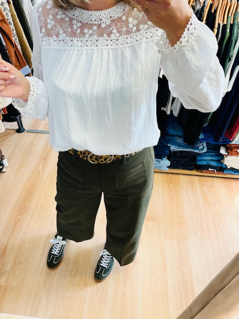 Pantalon vert forêt Sole - Pantalon Grace & Mila - Pantalon 7/8eme - Pantalon taille haute - Pantalon femme