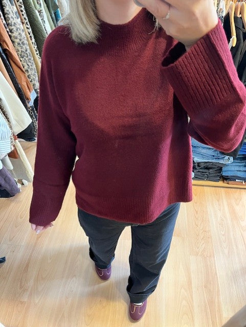 Pull bordeaux Salty - pull col cheminée - pull loose - pull Grace & Mila