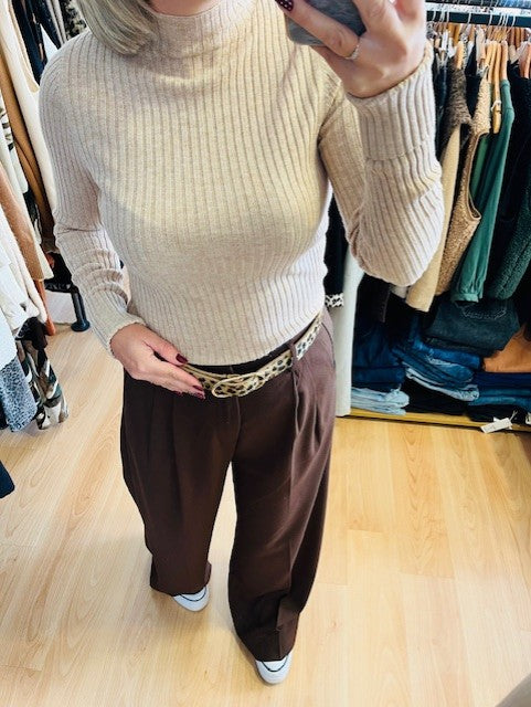 Pull en maille côtelé vanille Saturday - pull Grace & Mila - pull col montant chic - pull côtelé doux - pull femme automne  2025