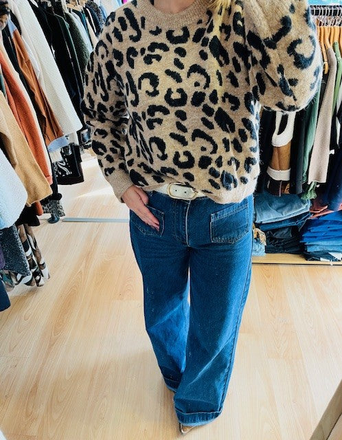 Pull imprimé léopard Sacha - pull léopard femme - pull léopard automne hiver - pull tendance femme - pull cocooning - pull imprimé léopard - pull chaud femme