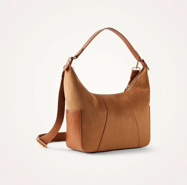 Sac Eugénie  Vanessa Wu - suédine camel avec bandoulière réglable - sac hobo