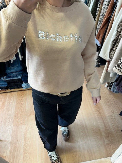 Sweat  camel "Bichette" imprimé liberty - sweat pm mère fille