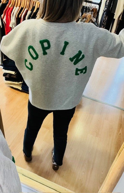 sweat oversize bleu marine - sweat femme tendance - sweat cocooning - sweat confortable femme - sweat casual chic - sweat imprimé femme - sweat copine- sweat ample femme - sweat streetwear femme