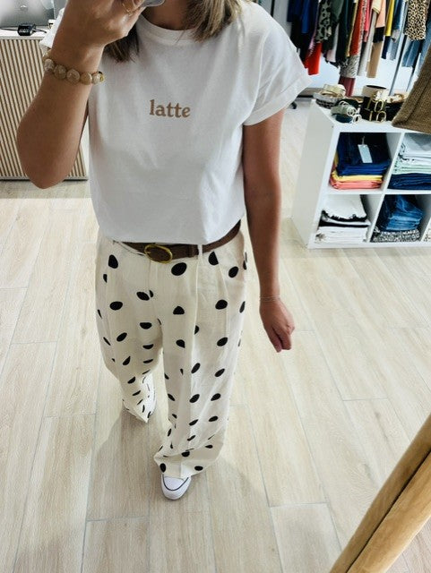 T-shirt femme ivoire - T-shirt Atlas Grace & Mila - T-shirt coton femme - T-shirt inscription femme - T-shirt manches courtes - T-shirt écru femme - T-shirt casual chic - Vêtement Grace & Mila