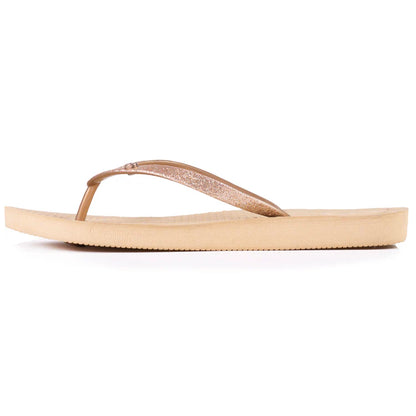 Tongs beige tige pailletée