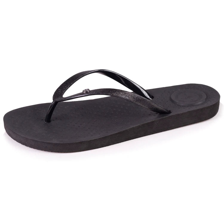 Tongs noire tige pailletée - Tongs isotoner femme noires - tongs isotoner paillettes - tongs isotoner - tongs femme isotoner - tongs été femme
