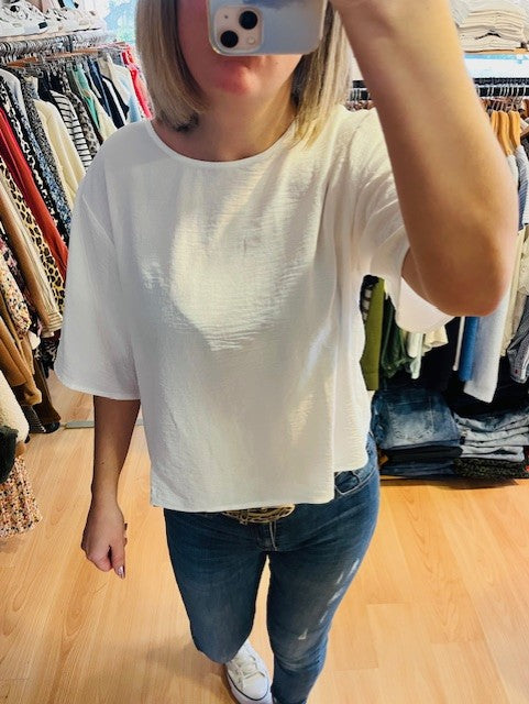 Top écru Paprika boutonnée au dos maches 3/4 col rond Grace & Mila