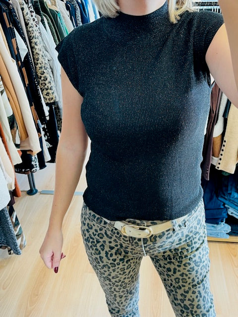 Top en maille Talisman - top Grace & Mila lurex - top col montant - top chic femme