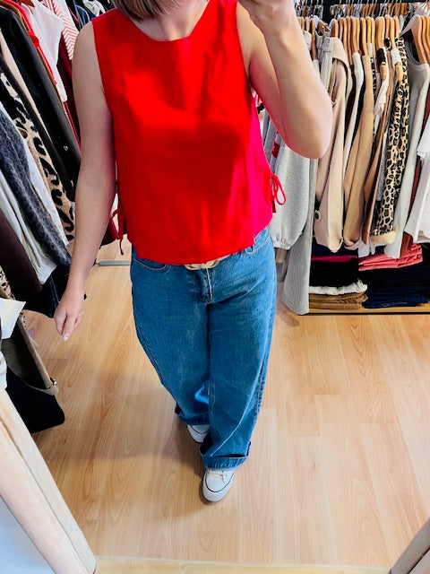 Top rouge Wesca - top rouge femme - top sans manches rouge - top Grace & Mila rouge - blouse rouge femme - top été rouge femme 