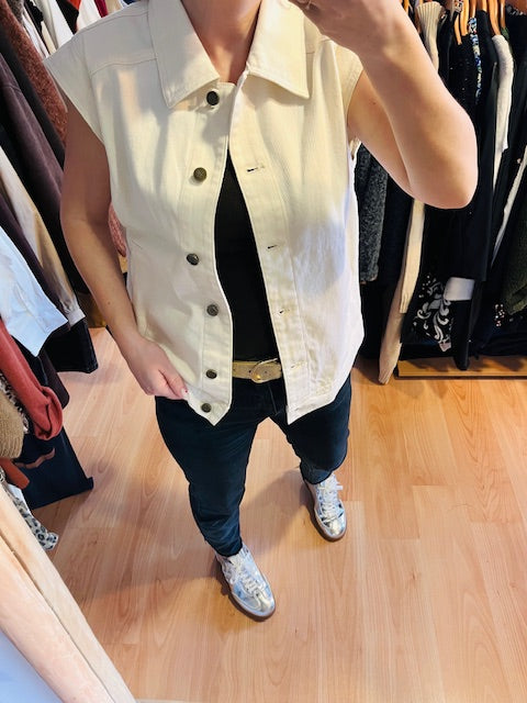 Veste en jean oversize écru Vallonia - veste Vallonia Grace et Mila - Veste en jean écru Grace et Mila - Veste oversize écru Grace et Mila - Veste denim cru Vallonia - Veste oversize Grace et Mila femme  - Nouvelle collection Grace et Mila