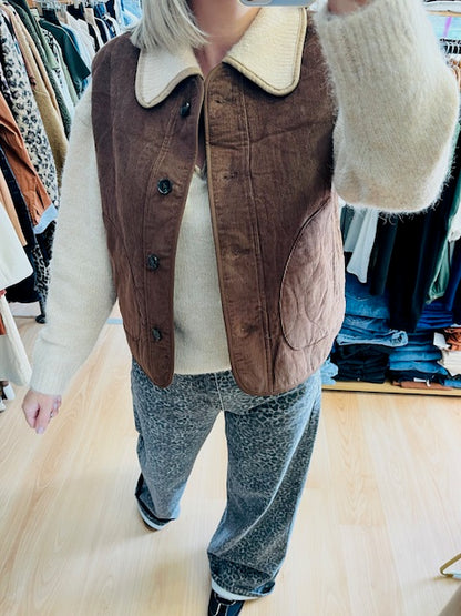 Veste sans manches marron matelassée et réversible Seth - Veste Grace & Mila - Veste à superposer