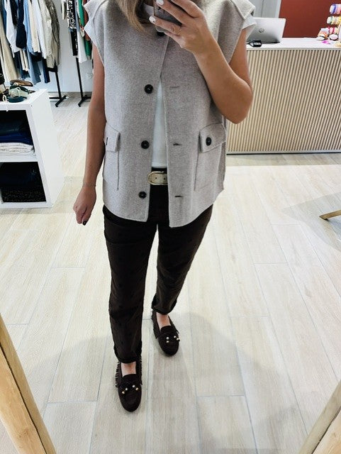 veste sans manches oversize sable- 
veste sans manches femme -  veste oversize femme - veste sable femme - veste sans manches beige - veste femme Grace & Mila - Adagio Grace & Mila -  veste tendance femme -  veste mi-saison femme.