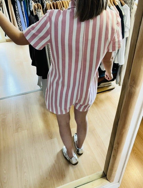 Combi-short à rayure rose & blanche