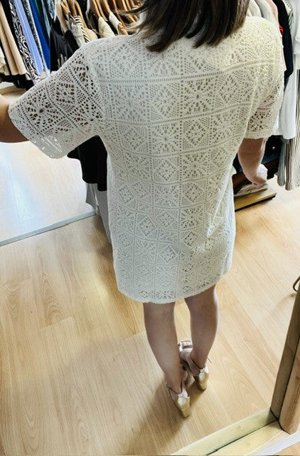 Robe chemise blanche en dentelle Maria