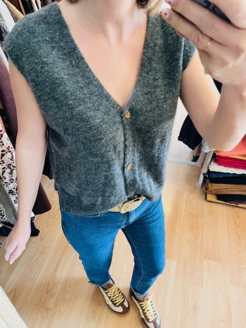 Cardigan sans manches gris Nars