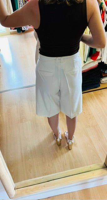 Bermuda beige taille haute à ceinture nouée Emile
