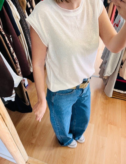 T-shirt sans manches ivoire Wallace