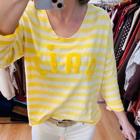 T-shirt CIAO marinière jaune