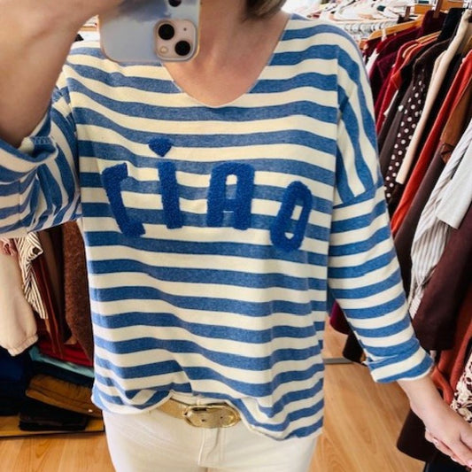 T-shirt CIAO marinière bleu