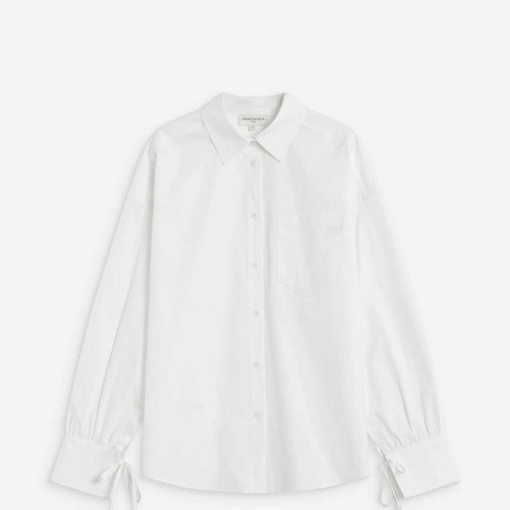 Chemise oversize en coton ivoire Armelle