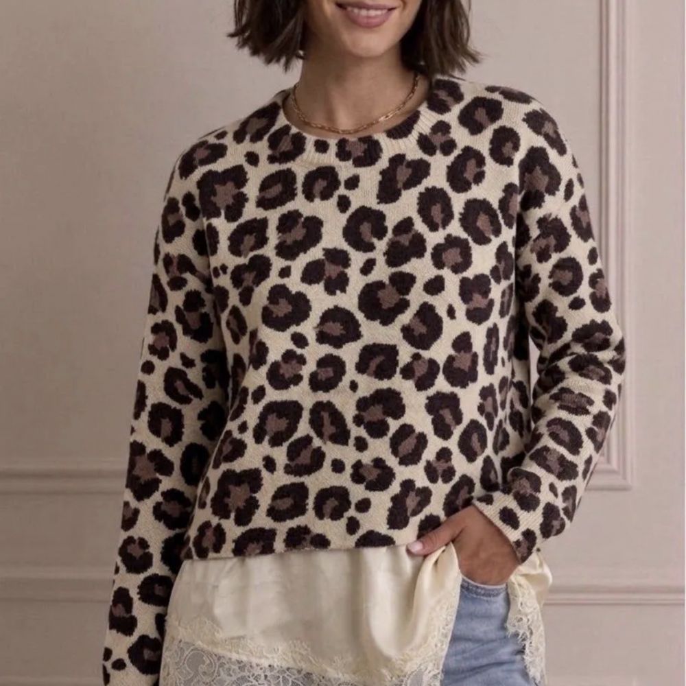 Pull dentelle imprimé léopard Evan