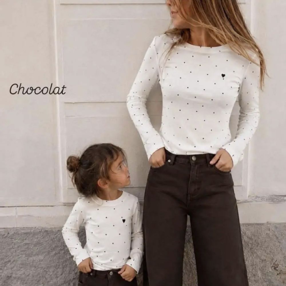 Top à pois écru/choco