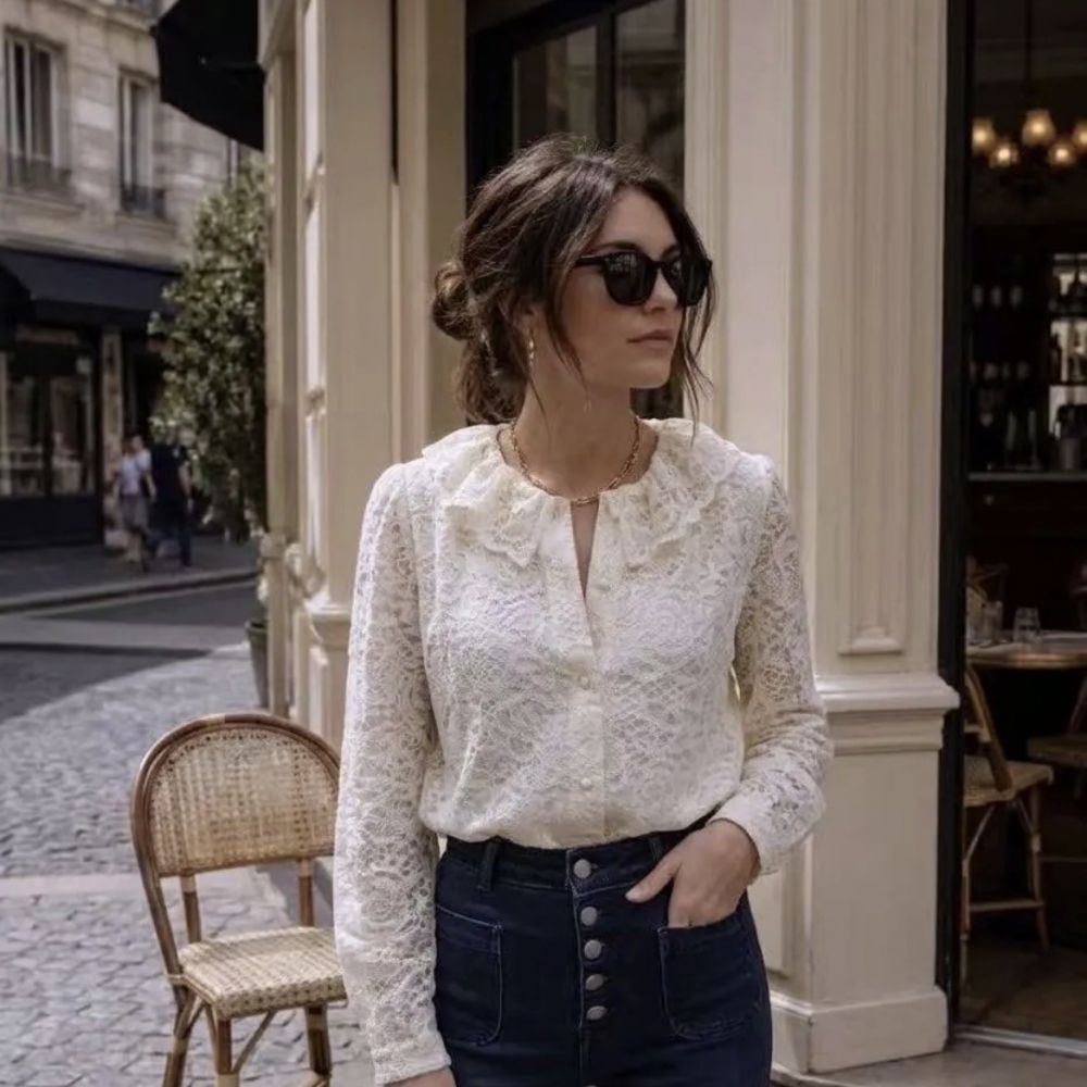 Blouse dentelle écrue Marie