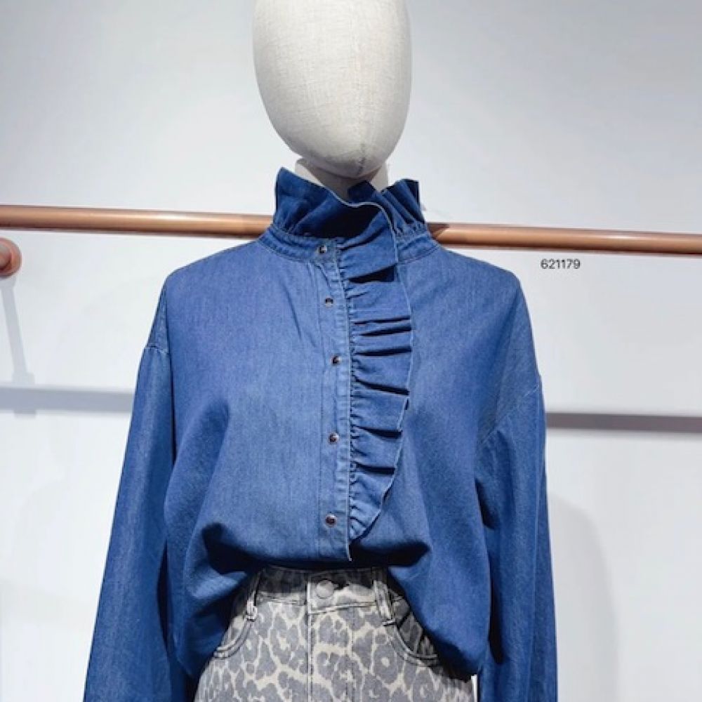 Chemise denim à volants Emeline