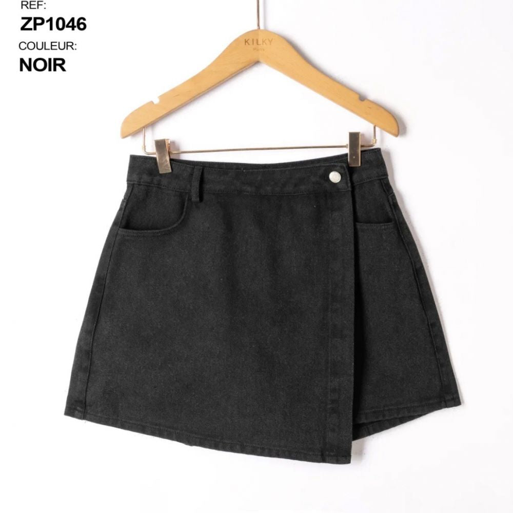 Jupe short denim noir Cassandra