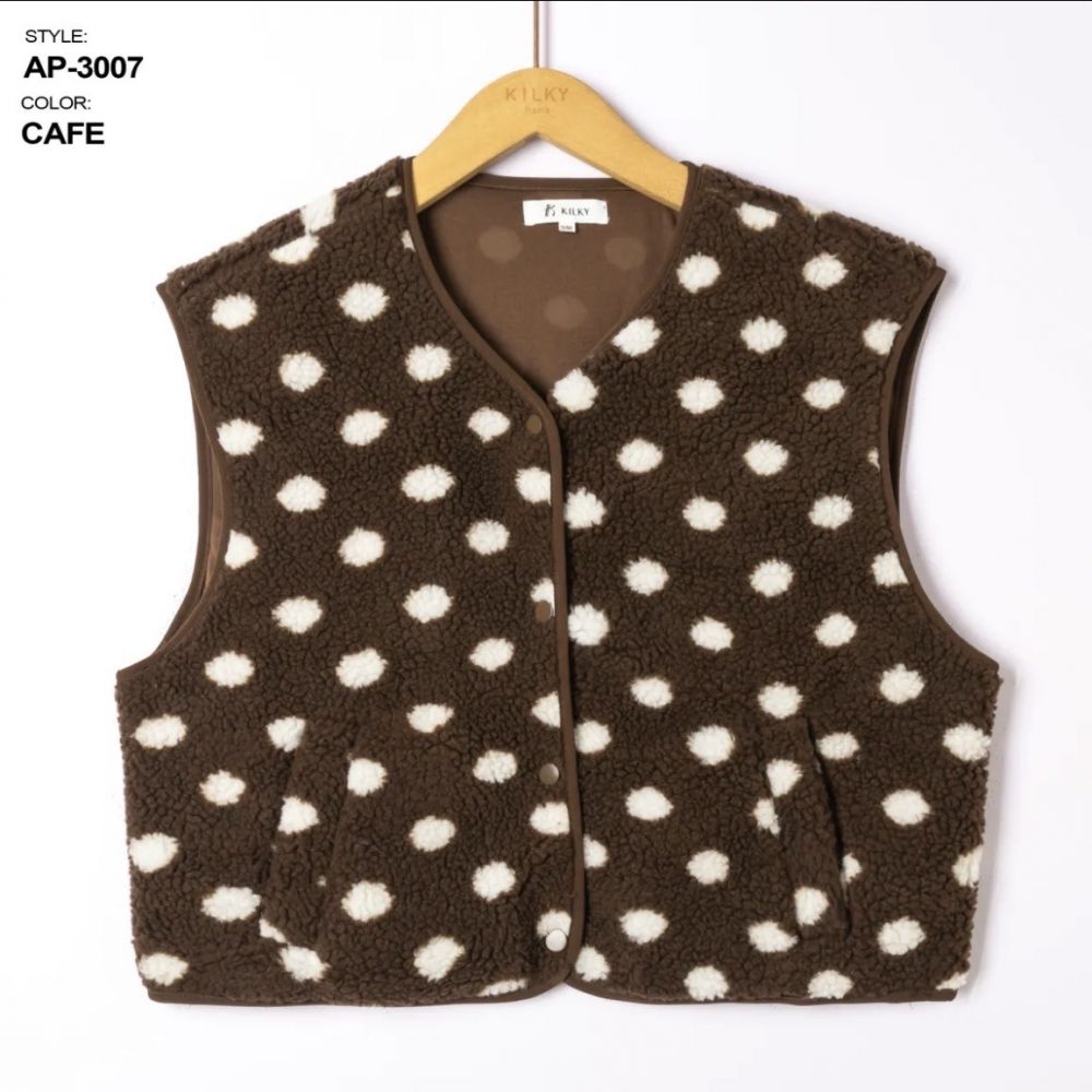 Gilet sans manches imprimé pois marron Vila