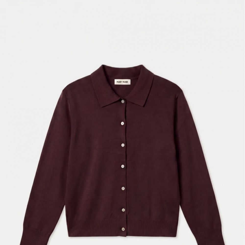 Gilet maille prune Marcus