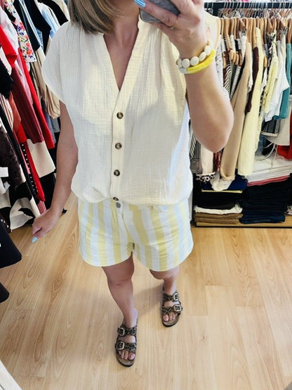 Short à rayures jaune & blanc Yann