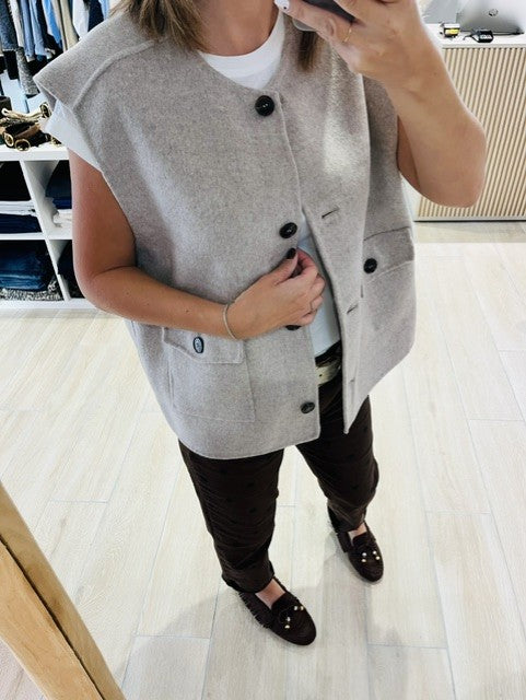 Veste sans manches oversize sable Adagio
