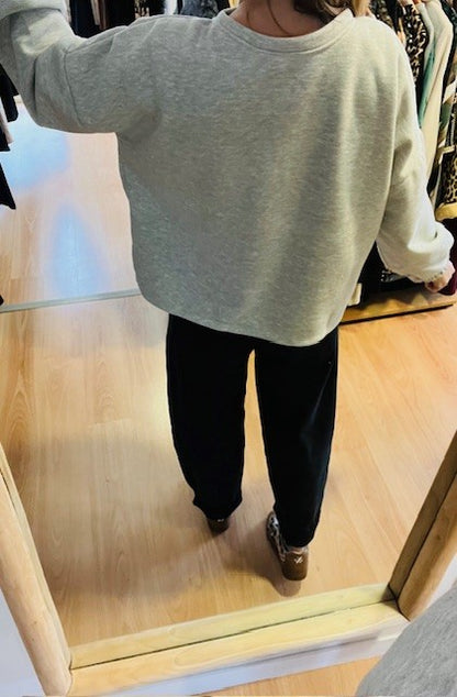 Sweat oversize gris/rouge Mom life