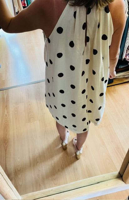 Robe à imprimée pois écru Warna