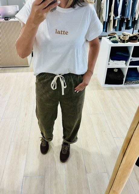 Pantalon velours côtelé kaki Liberty