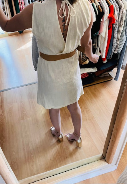 Robe en gaze de coton écru Wranna