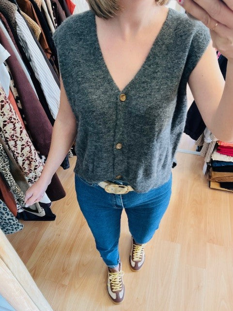 Cardigan sans manches gris Nars