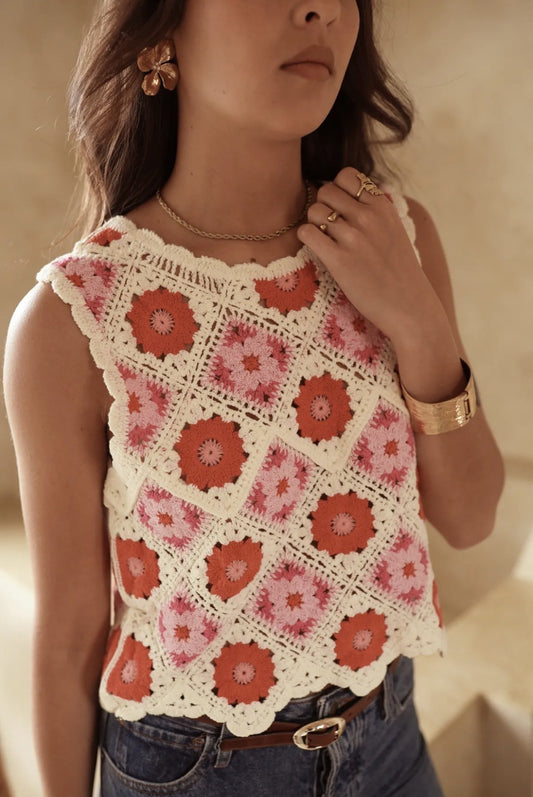 Top en crochet Nayeli rouge